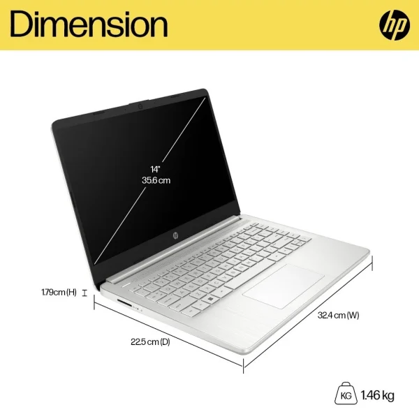 Laptop HP Intel Celeron N4500 UHD 8GB / 4GB RAM 256GB / 512GB SSD Silver / Gold / White Windows 11 Home 14 Inch Garansi Promo Murah