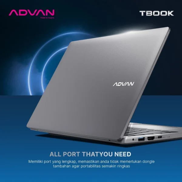 ADVAN Laptop TBook Intel Celeron N100 Intel N100 4Gb/128GB Upgradable14" HD WIFI 5 Free Windows 11- Garansi Resmi