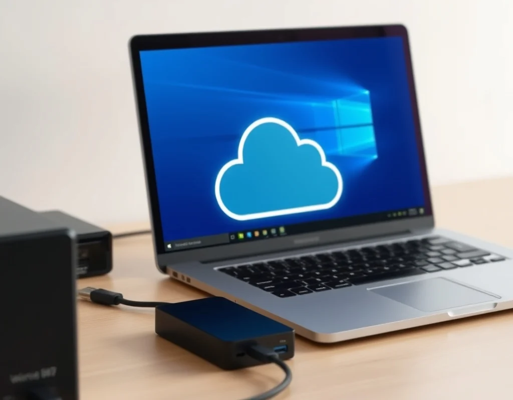Backup data otomatis Windows 11 menggunakan laptop, external hardisk, dan cloud storage