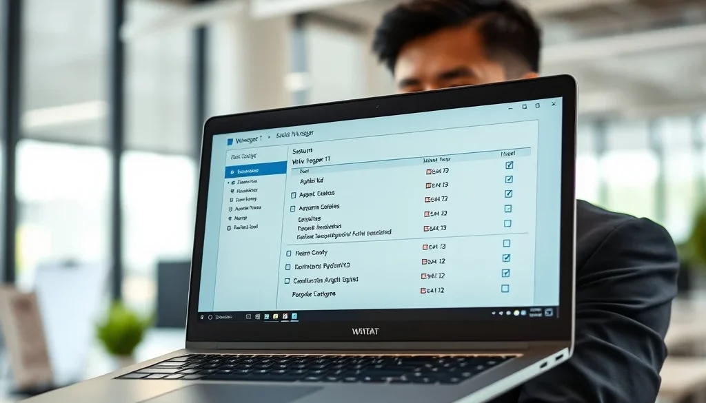 ilustrasi mengatur aplikasi startup Windows 11 melalui task manager di layar laptop