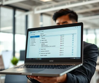 ilustrasi mengatur aplikasi startup Windows 11 melalui task manager di layar laptop
